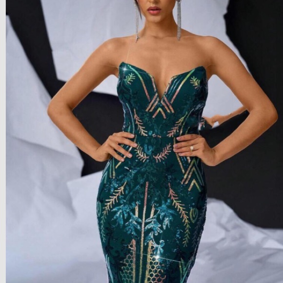 Luxe mermaid hem party formal evening wedding gown dress - Picture 7 of 7